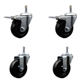 Service Caster 4 Hard Rubber Swivel 7/16'' Grip Ring Stem Caster Set 2 Total Lock Brakes, 4PK SCC-GRTTL20S414-HRS-716138-2-S-2